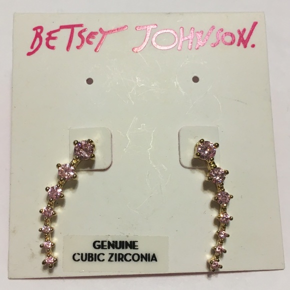 Betsey Johnson Jewelry - Betsey Johnson earrings pink cubic zirconia Dangle